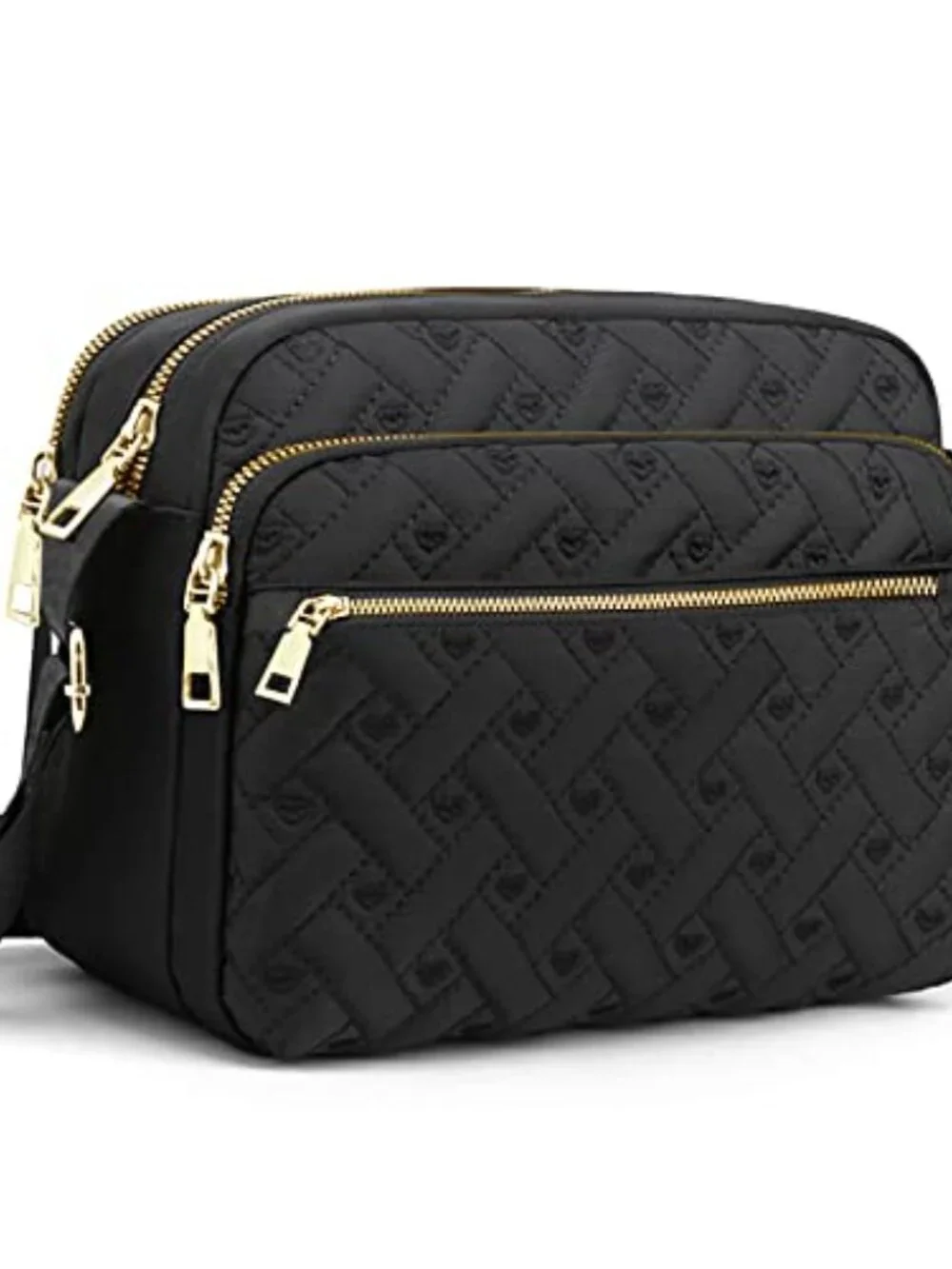 Nylon Crossbody Bag with Hand Stitched Love Patterns, Travel